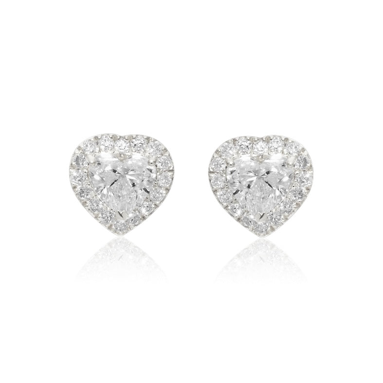 VEGA 1 CT HEART HALO DIAMOND EARRINGS