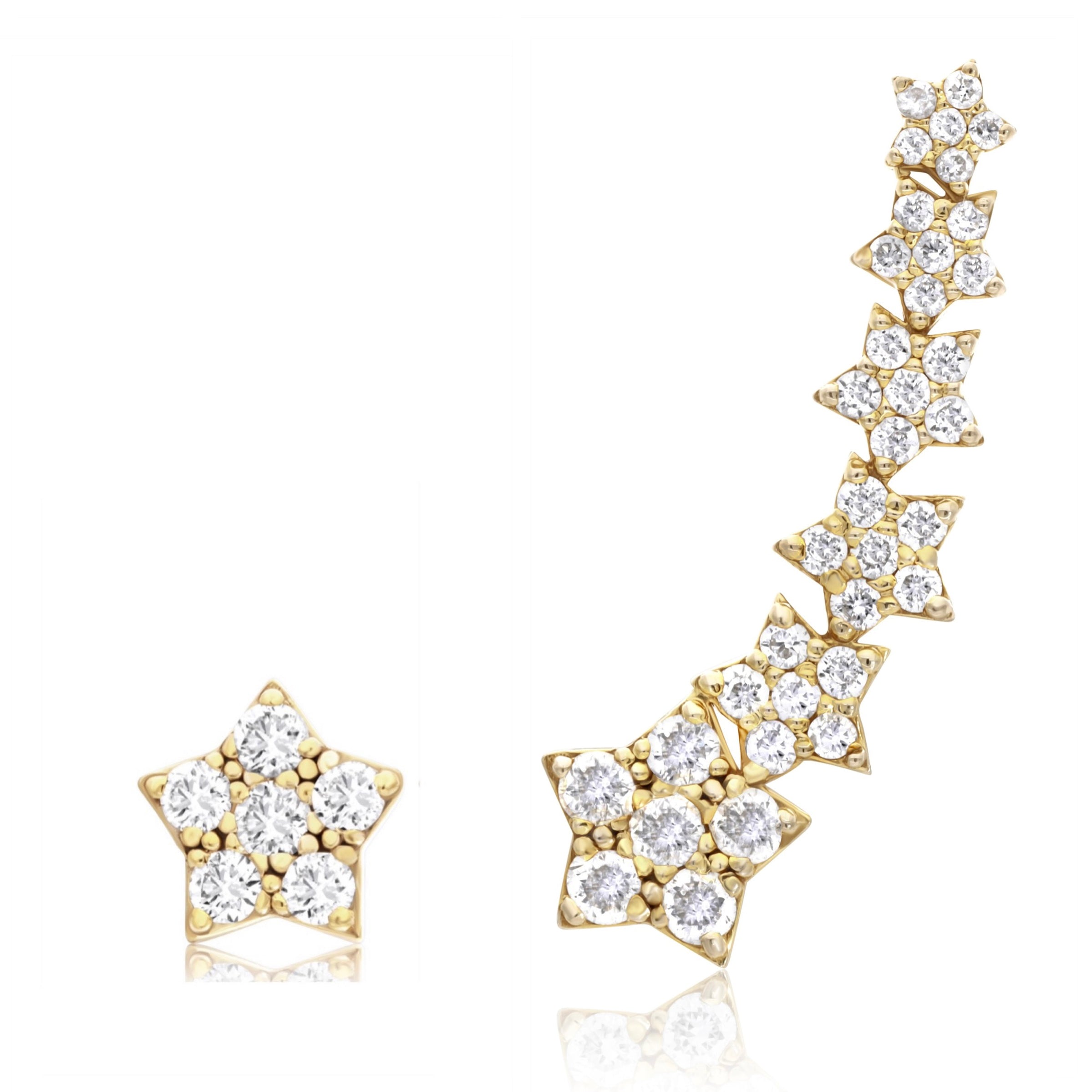 VEGA STAR DIAMOND EAR CUFF & STUD EARRINGS (Left Side)