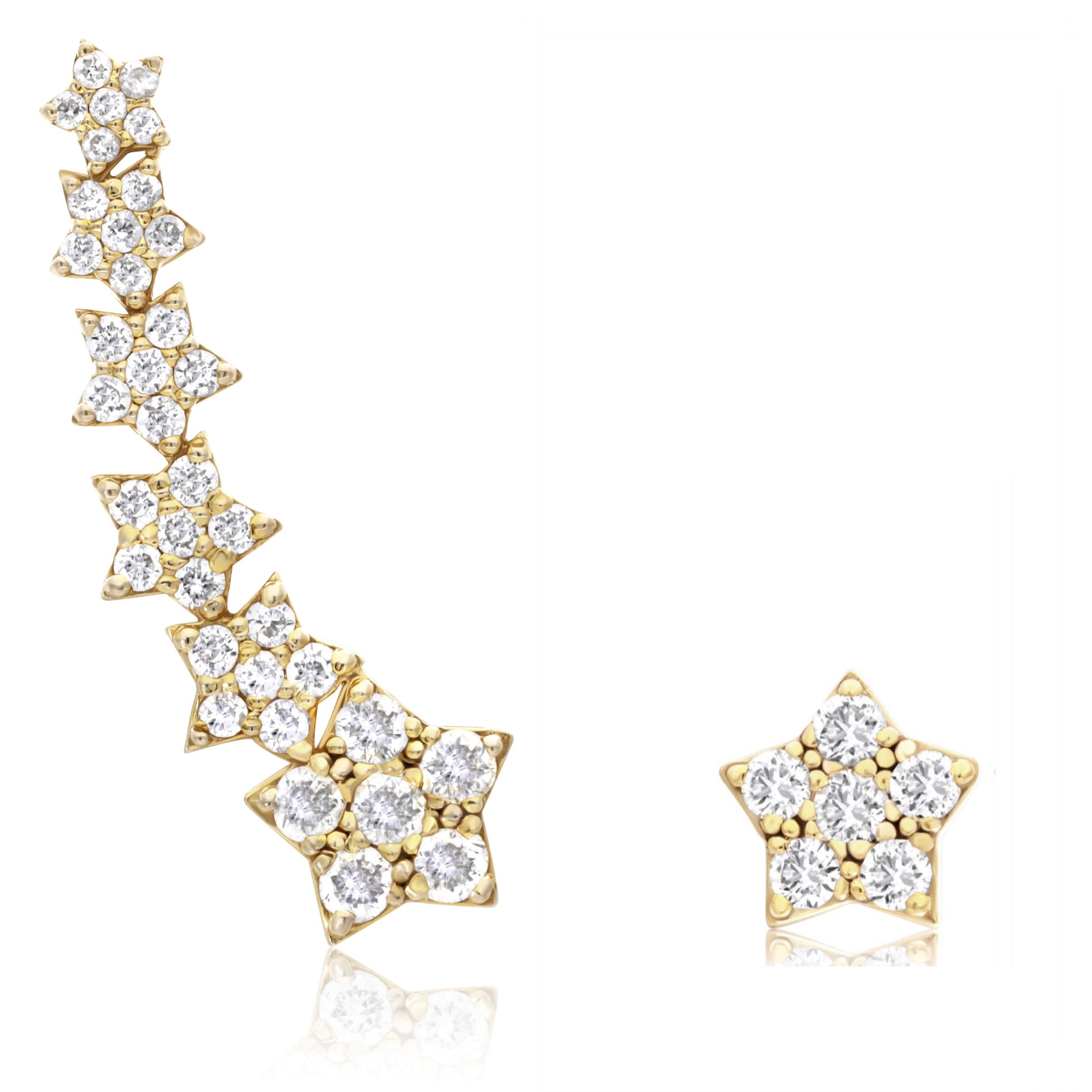 VEGA STAR DIAMOND EAR CUFF & STUD EARRINGS (Right Side)