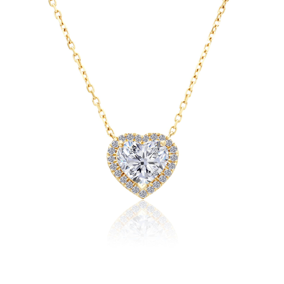 Diamondere Natural and Certified Heart Cut Gemstone and Diamond Halo Necklace in 14k Solid Gold | 1.14 Carat Pendant with Chain Valentine's Day gift