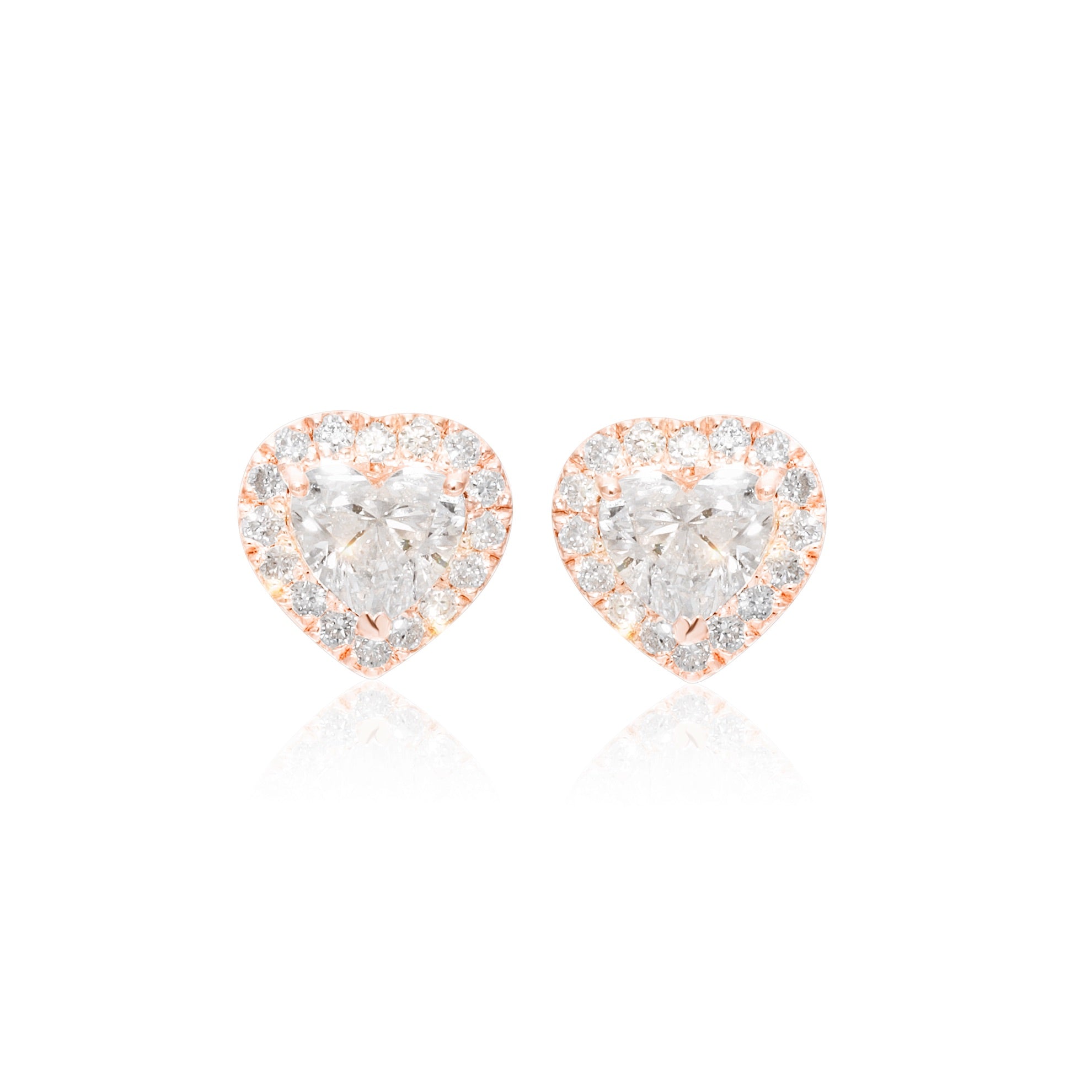 VEGA 1 CT HEART HALO DIAMOND EARRINGS