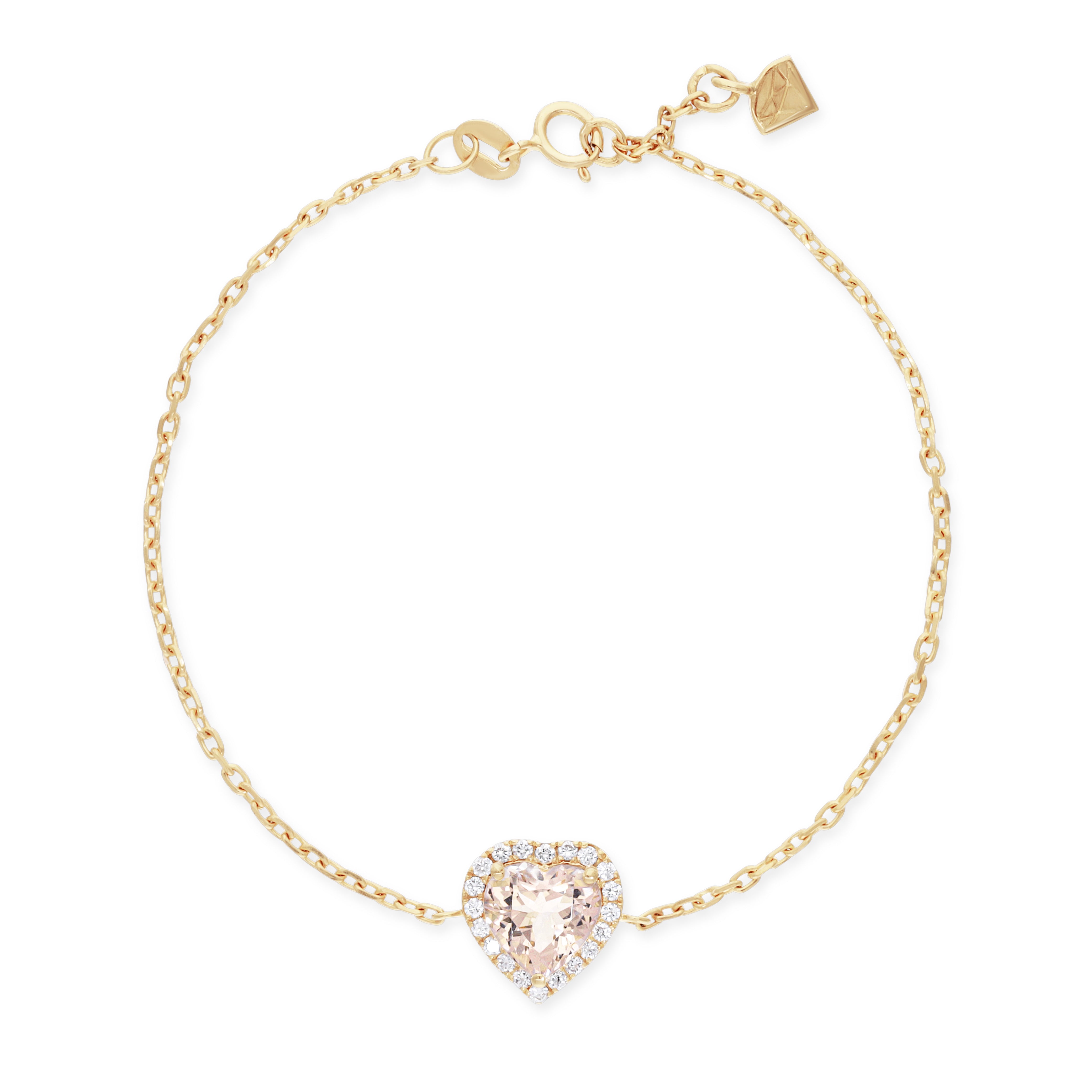 VEGA HEART MORGANITE HALO DIAMOND BRACELET