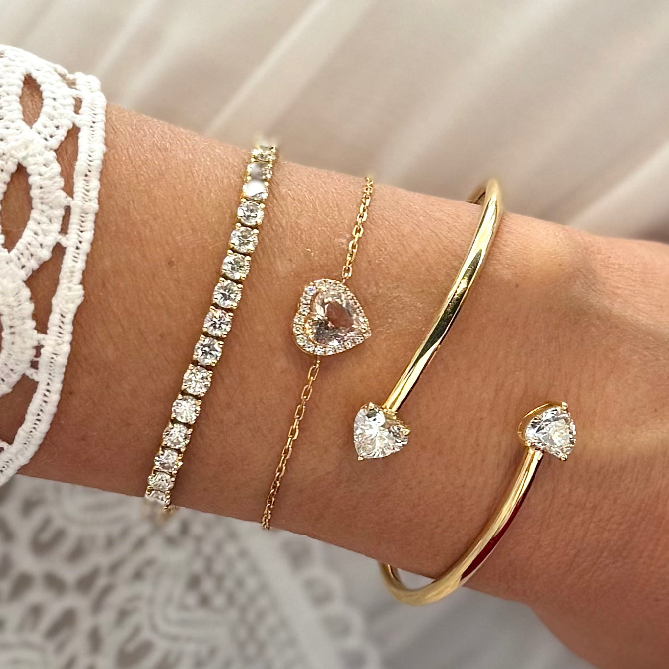 VEGA MORGANITE HEART HALO DIAMOND BRACELET