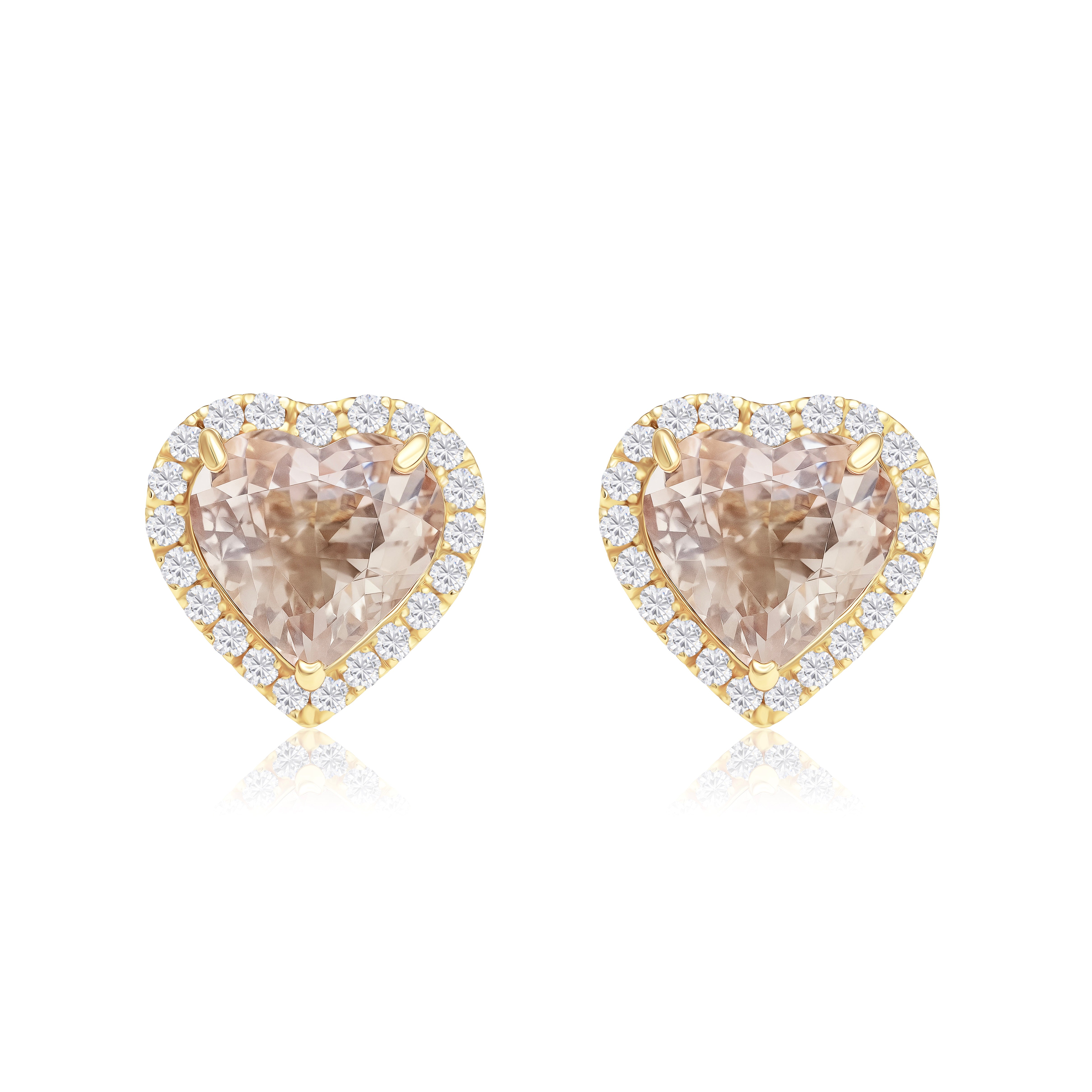 VEGA 2,6 CT MORGANITE HEART HALO DIAMOND EARRINGS