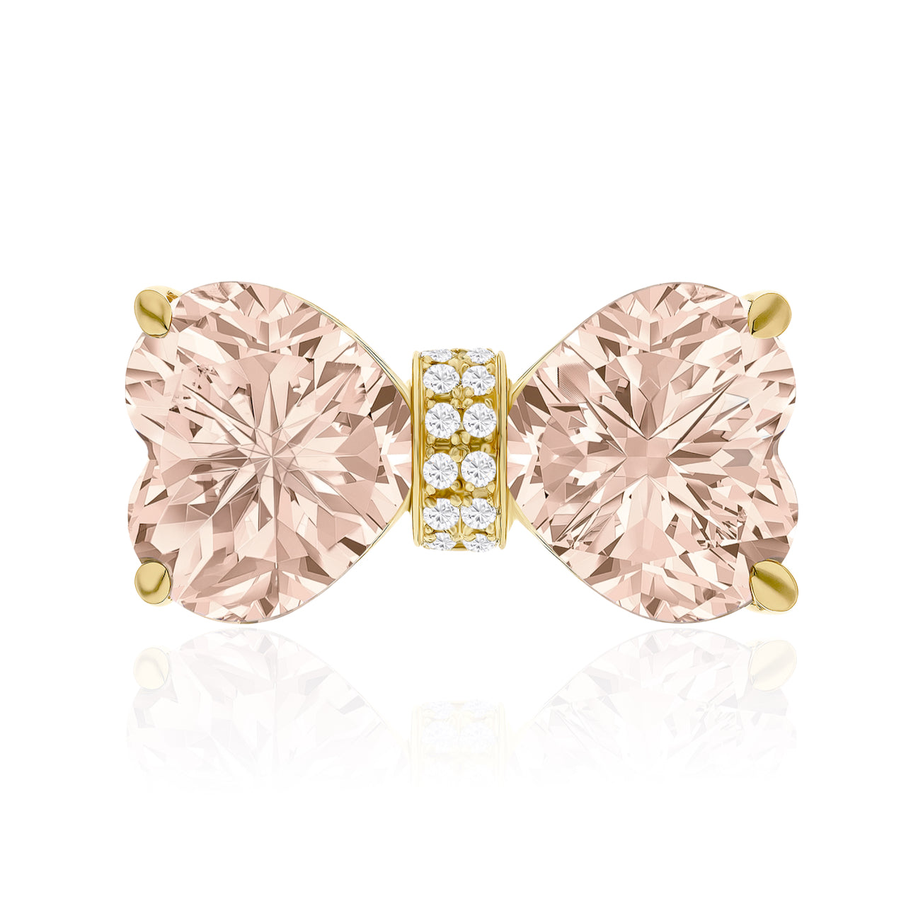 VEGA 4 CT MORGANITE HEART BOW DIAMOND RING