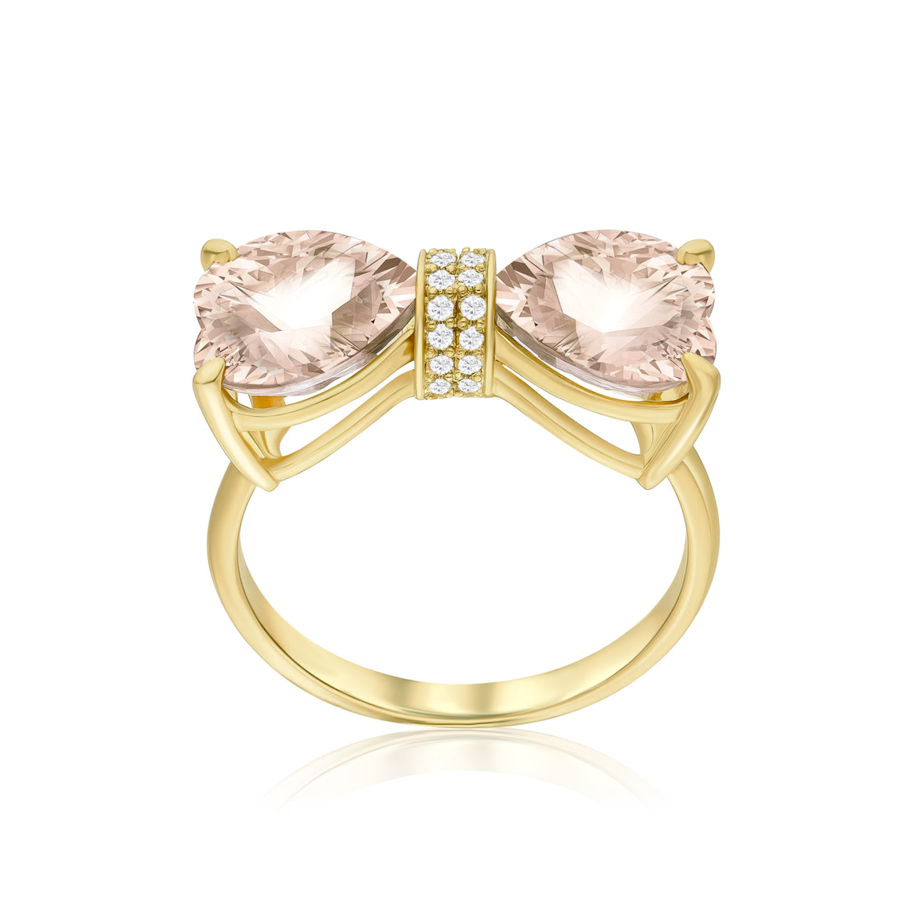 VEGA 4 CT MORGANITE HEART BOW DIAMOND RING