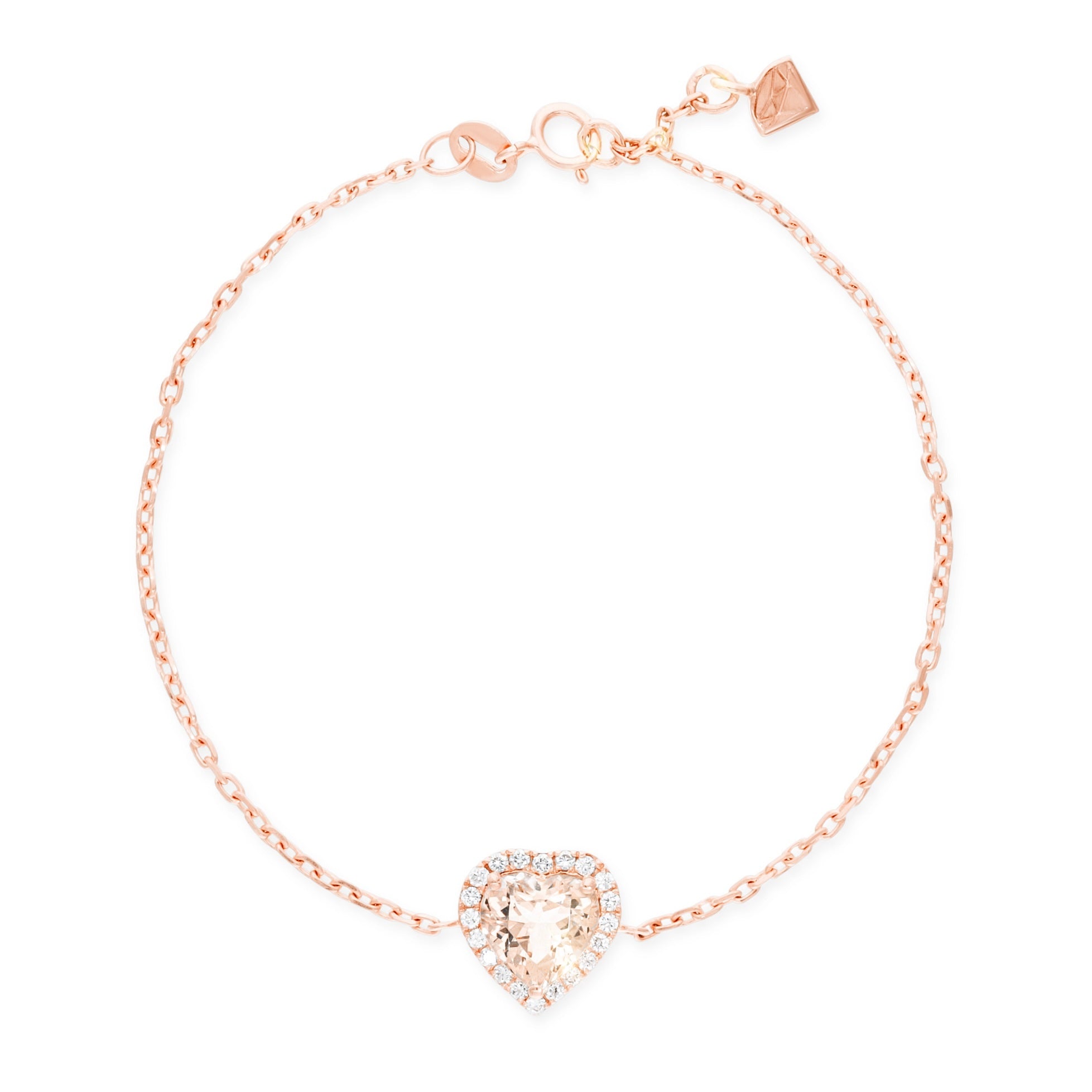 VEGA HEART MORGANITE HALO DIAMOND BRACELET