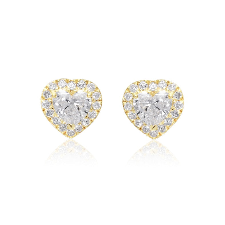 VEGA 1 CT HEART HALO DIAMOND EARRINGS