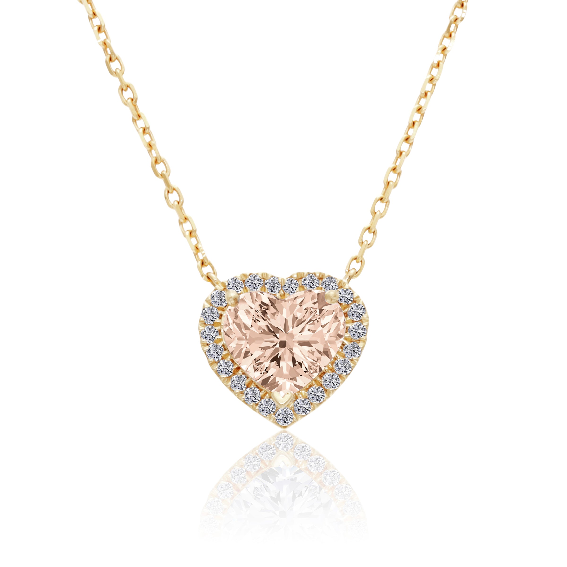 VEGA 3 CT MORGANITE HALO HEART DIAMOND NECKLACE